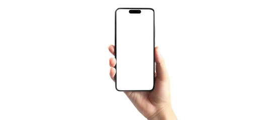 Hand holding smartphone device and touching screen