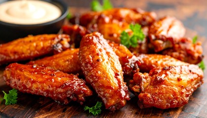 Crispy chicken wings with sauce