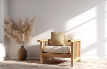 Modern Minimalist Wooden Armchair Cozy Home Decor Room Interior Design art boho chic sofa light     