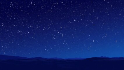 Fototapeta premium 8-bit retro starscape featuring constellations forming pixel patterns, clean sky with low detail terrain