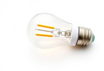 High-resolution image of a single energy-efficient LED light bulb on a pure white background,  energy efficient,  bright light