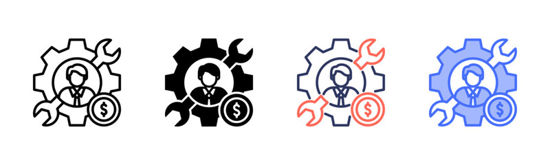 Account Maintenance icon set multiple style collection