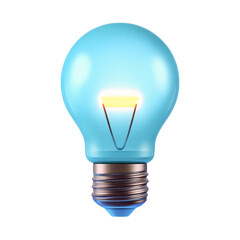 Obraz premium Blue light bulb glowing brightly against a white isolated background.