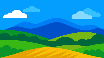 Obraz premium blue sky rural hills landscape