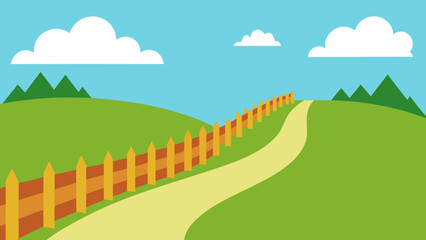 Obraz premium fence lined meadow path country trail