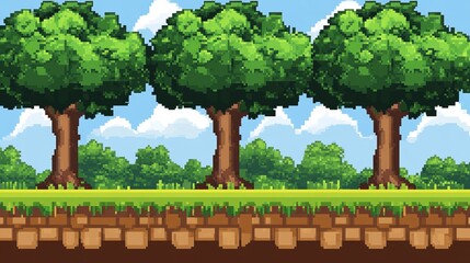Pixel art landscape with trees and grass (1)