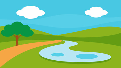 Fototapeta premium pond beside field path
