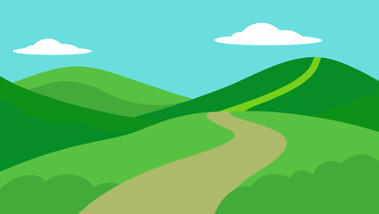 Obraz premium path through green hills