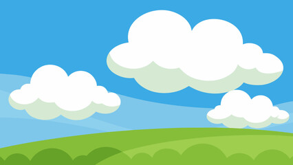 Obraz premium puffy clouds meadows