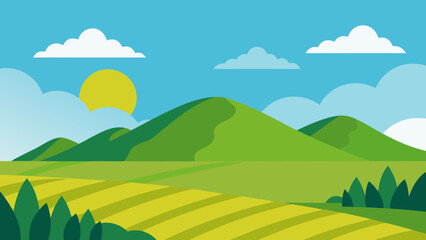 Obraz premium serene sky rice fields