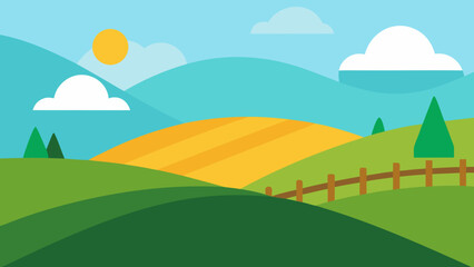 Obraz premium sunlit hills fence