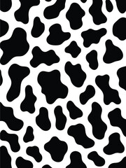 Fototapeta premium Flat black and white cow skin texture vector with vertical design