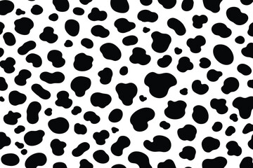 Dalmatian print vector pattern with black spots on white background