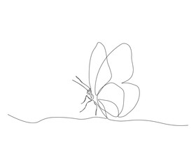 One continuous line drawing of flying butterfly. single line of butterflies illustration. flying flies concept. editable outline