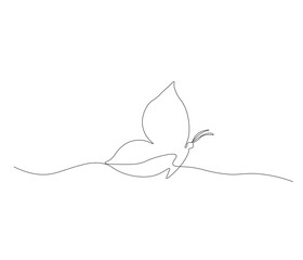 One continuous line drawing of flying butterfly. single line of butterflies illustration. flying flies concept. editable outline