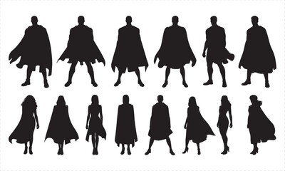 Black Silhouette Figures of Men and Women Wearing Capes people