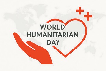 Red hand heart world humanitarian day graphic image