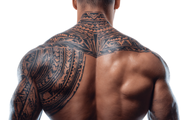 Stunning Tribal Tattoo Design Back and Shoulder Ink Masterpiece isolated on transparent Background
