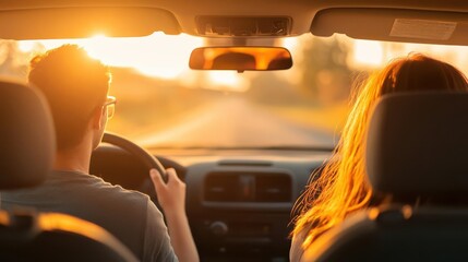Early morning light on college students driving to class