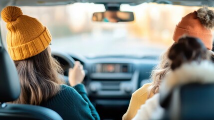 Group of college friends having deep conversation while driving