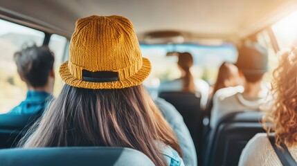 View from the backseat of college students on adventure