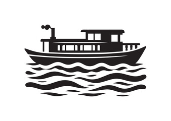 Riverboat silhouette vector illustration