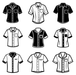 Naklejka premium Scrub Shirt silhouette vector set