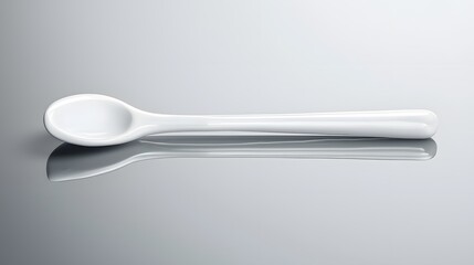 Elegant White Spoon on Smooth Surface with Subtle Reflections and Soft Lighting