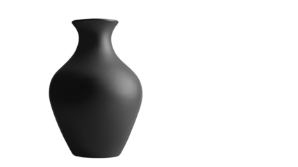 A minimalist image of a dark gray vase isolated on white background