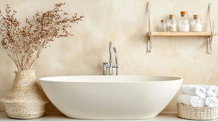 Elegant Minimalist Bathroom with Soothing Decor and Natural Touches