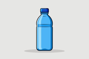 Simple Blue Plastic Water Bottle Illustration for Hydration and Refreshment on a Neutral Background