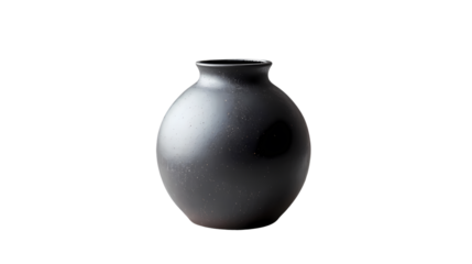 A minimalist image of a dark gray vase isolated on white background