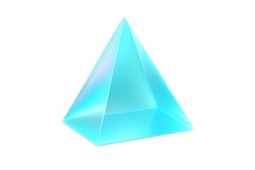Realistic light blue glass pyramid with transparent background, perfect for futuristic or esoteric projects