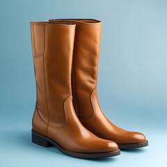 Stylish brown leather riding boots with decorative lacing on the back