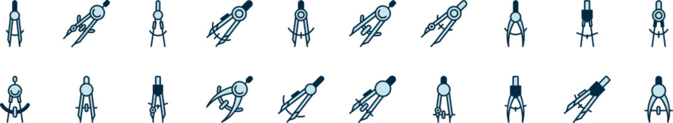 Blue Compass Filled Color Icon Pack. Minimalistic Linear Pictogram for Web and Graphic Design, Apps, Banners, Social Network and Cards