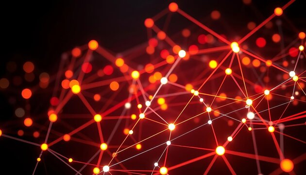 Abstract network connections glowing on dark background, code, information
