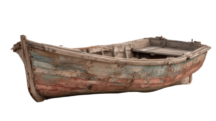 Abandoned Boat on the Beach background isolated on a Transparent background, PNG file.