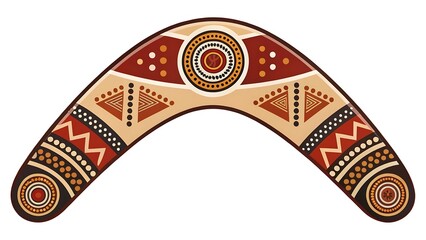 Obraz premium Decorated boomerang with aboriginal art pattern