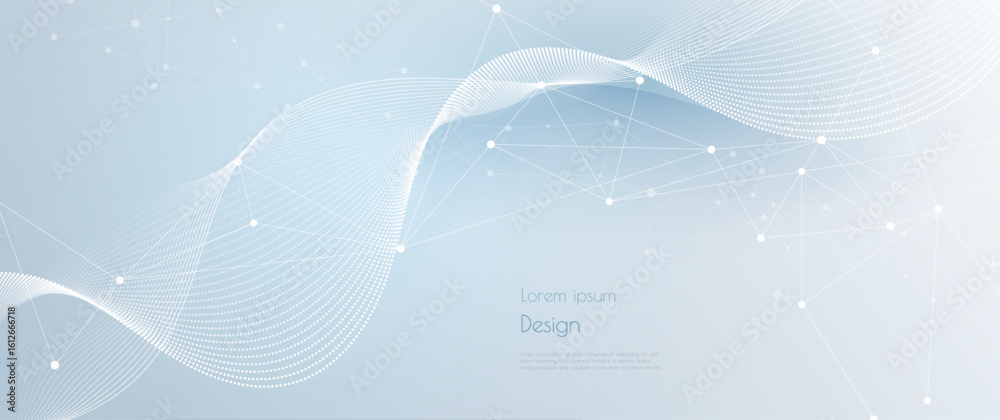 Wall mural vector network connection. abstract mesh, molecular plexus line and cyberspace. geometric line, dot 