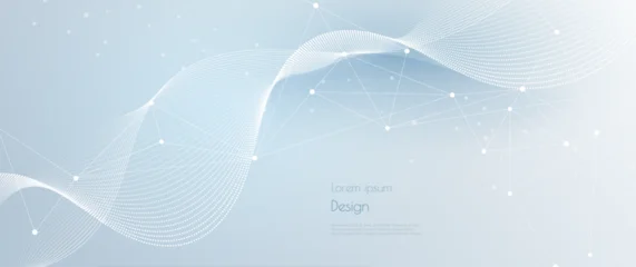 Vector network connection. Abstract mesh, molecular plexus line and cyberspace. Geometric line, dot on white background. Modern digital technology design for data, ai, science, futuristic background © nongkran_ch