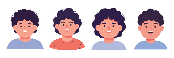 set of vector illustration of a man with a smile on white background