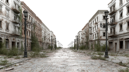 Abandoned City Street background isolated on a Transparent background, PNG file.
