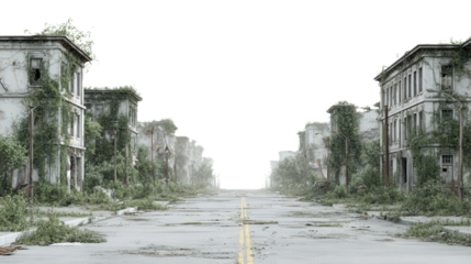 Abandoned City Street background isolated on a Transparent background, PNG file.