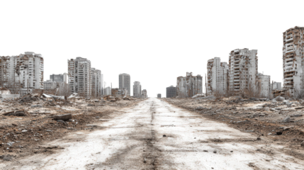 Abandoned City Street background isolated on a Transparent background, PNG file.