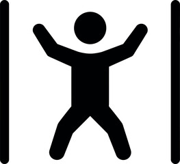 Joyful figure jumping between lines