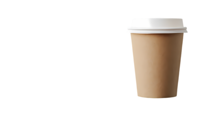 A simple coffee cup with a white lid isolated on white background