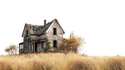 Abandoned House in the Wilderness background isolated on a Transparent background, PNG file.