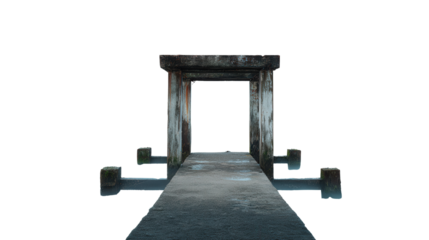 Abandoned Pier by the Ocean background isolated on a Transparent background, PNG file.