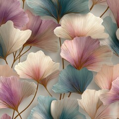 Floral Pattern Design with Colorful Leaves and Petals