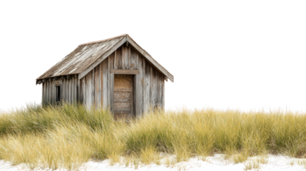 Abandoned Shed in Field background isolated on a Transparent background, PNG file.